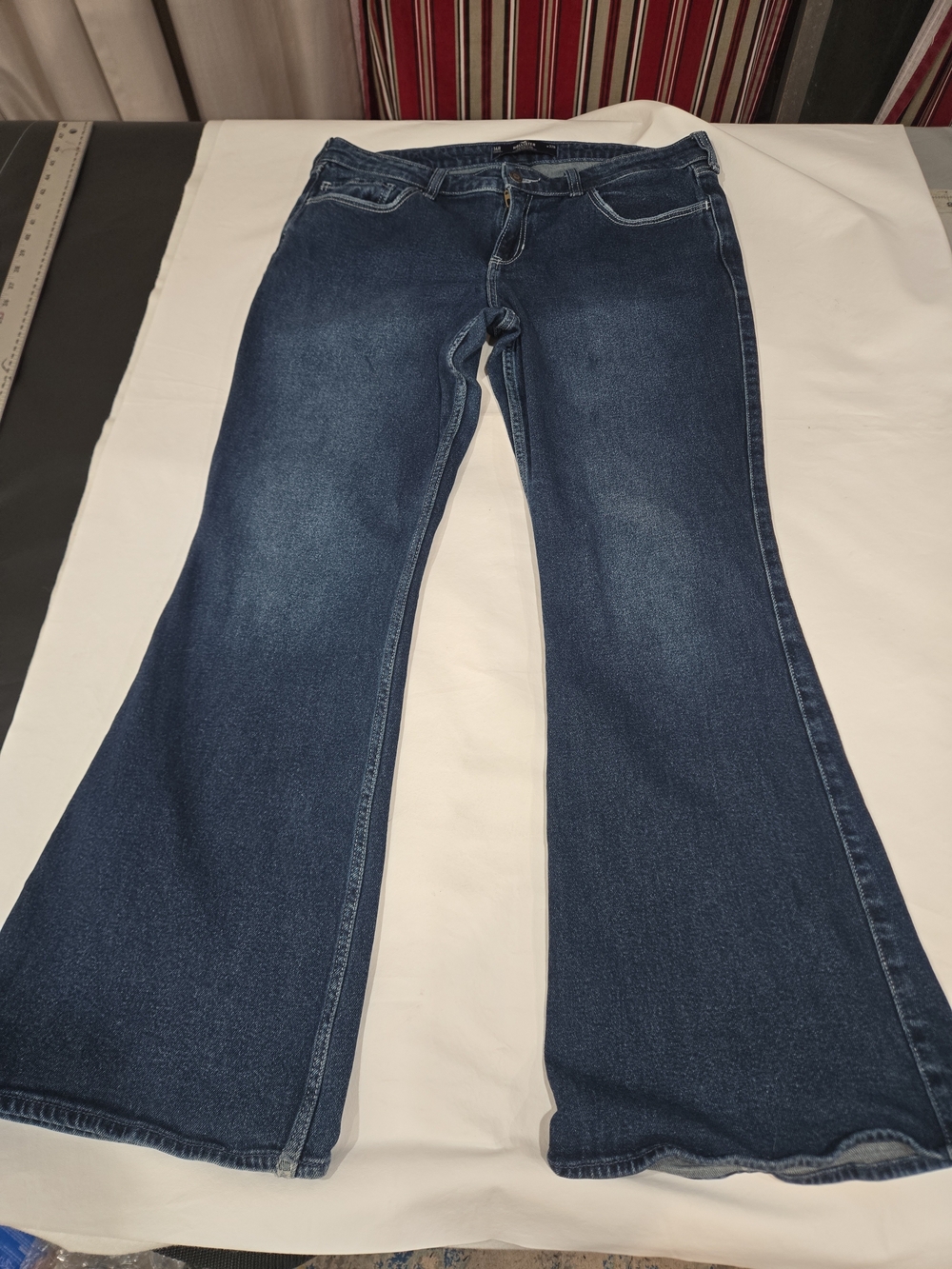 Hollister Dark Blue Retro-inspired Silhouette Boho, Hippee Flare Jeans